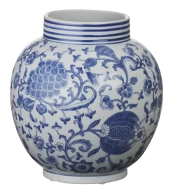 Keramieken vaas wit blauw 30x30x33cm