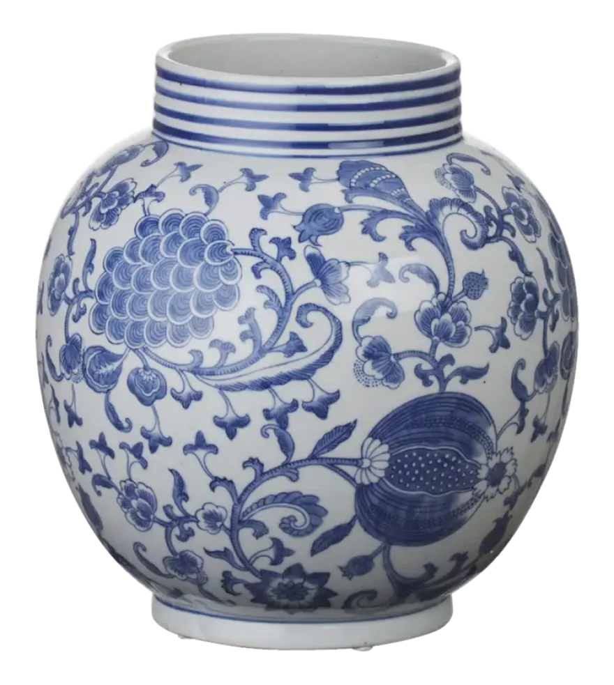 Keramieken vaas wit blauw 30x30x33cm