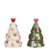 Kerstdecoratie kerstboompje hart divers groen en roze 18 x Ø 11,5 cm per stuk