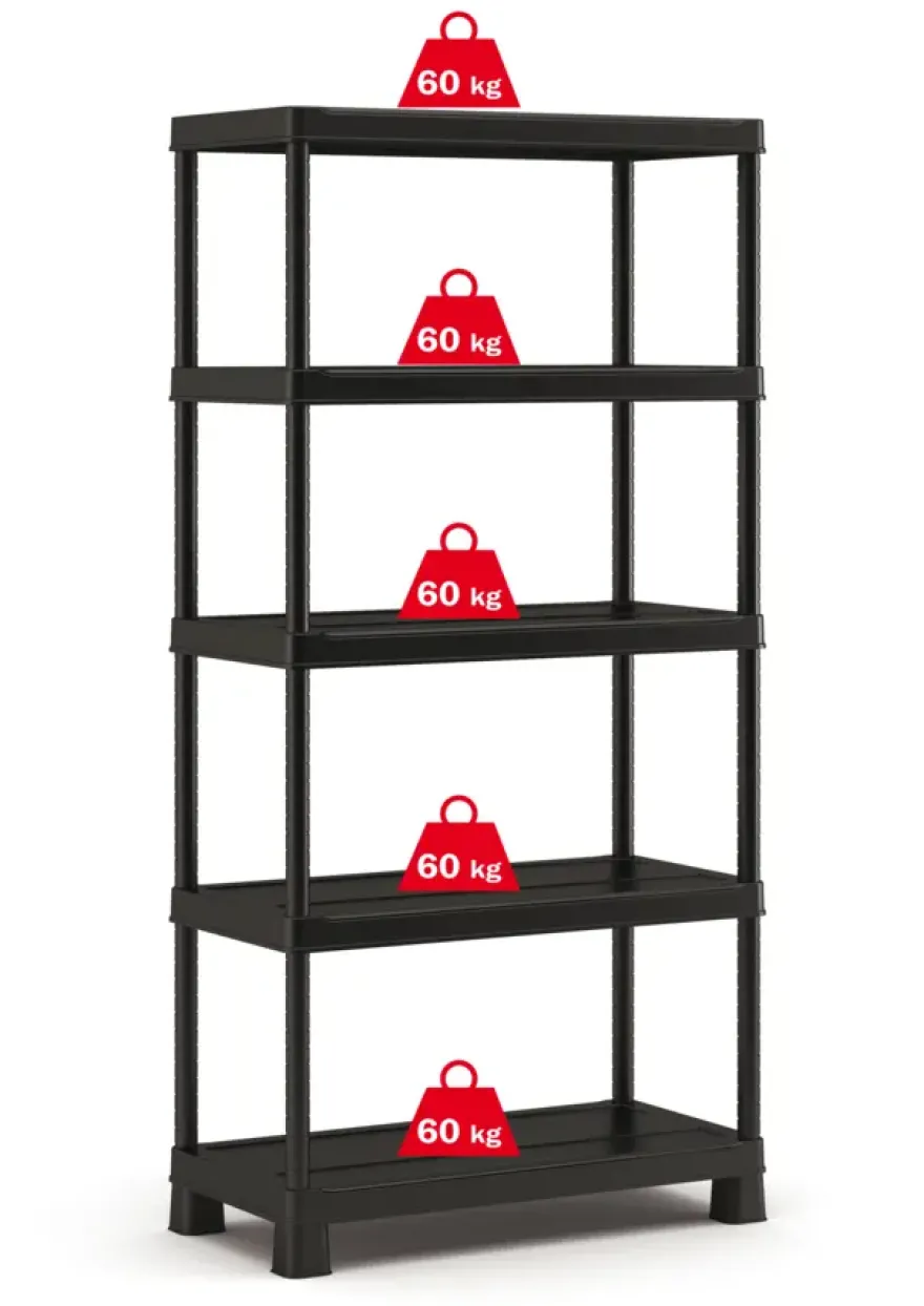 Keter Plus stellingkast - 5 planken - 90x40x182cm - zwart