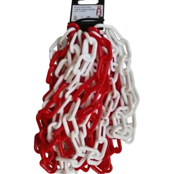 Ketting kunststof rood/wit 6 mm 5 meter