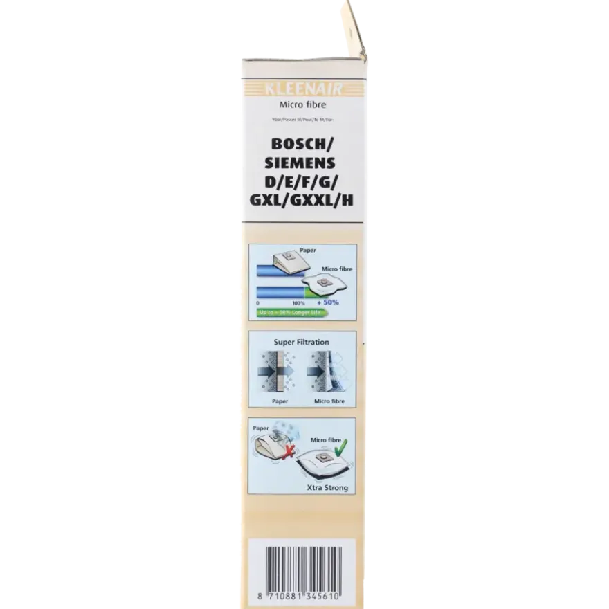 Kleenair stofzuigerzak Bosch/Siemens BS-7 5 stuks + 1 filter