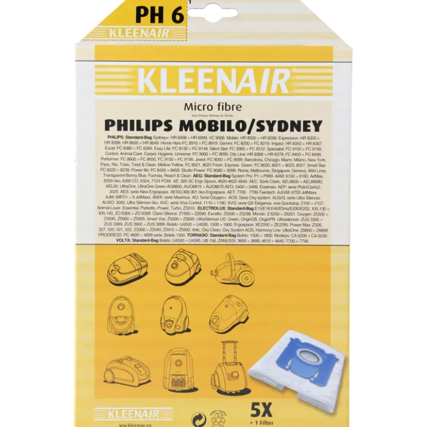 Kleenair Stofzuigerzak Philips Mobilo/Sydney PH 6 5 stuks