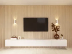 Kleurstaal lattenwand Decowall Blend ton sur ton natuur eiken 25x30cm