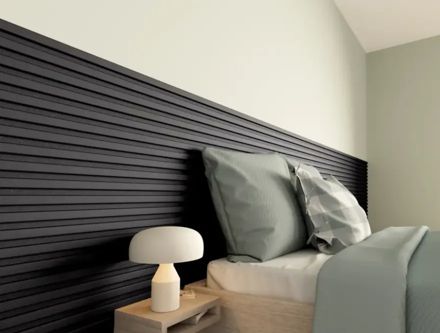 Kleurstaal lattenwand Decowall Acoustic lava eiken 25x30cm