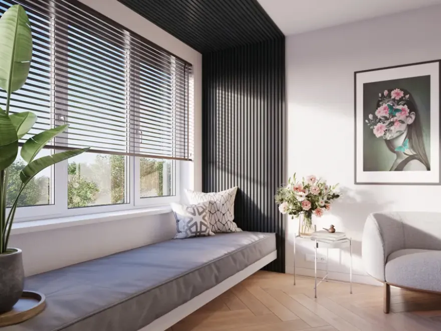 Kleurstaal lattenwand Decowall Acoustic lava eiken 25x30cm