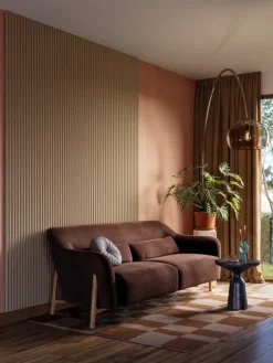 Kleurstaal lattenwand Decowall Acoustic Curve zand 25x30cm