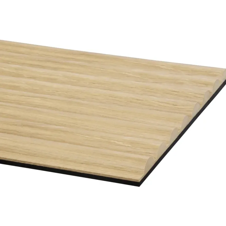 Kleurstaal lattenwand Decowall Acoustic Curve naturel eiken 25x30cm