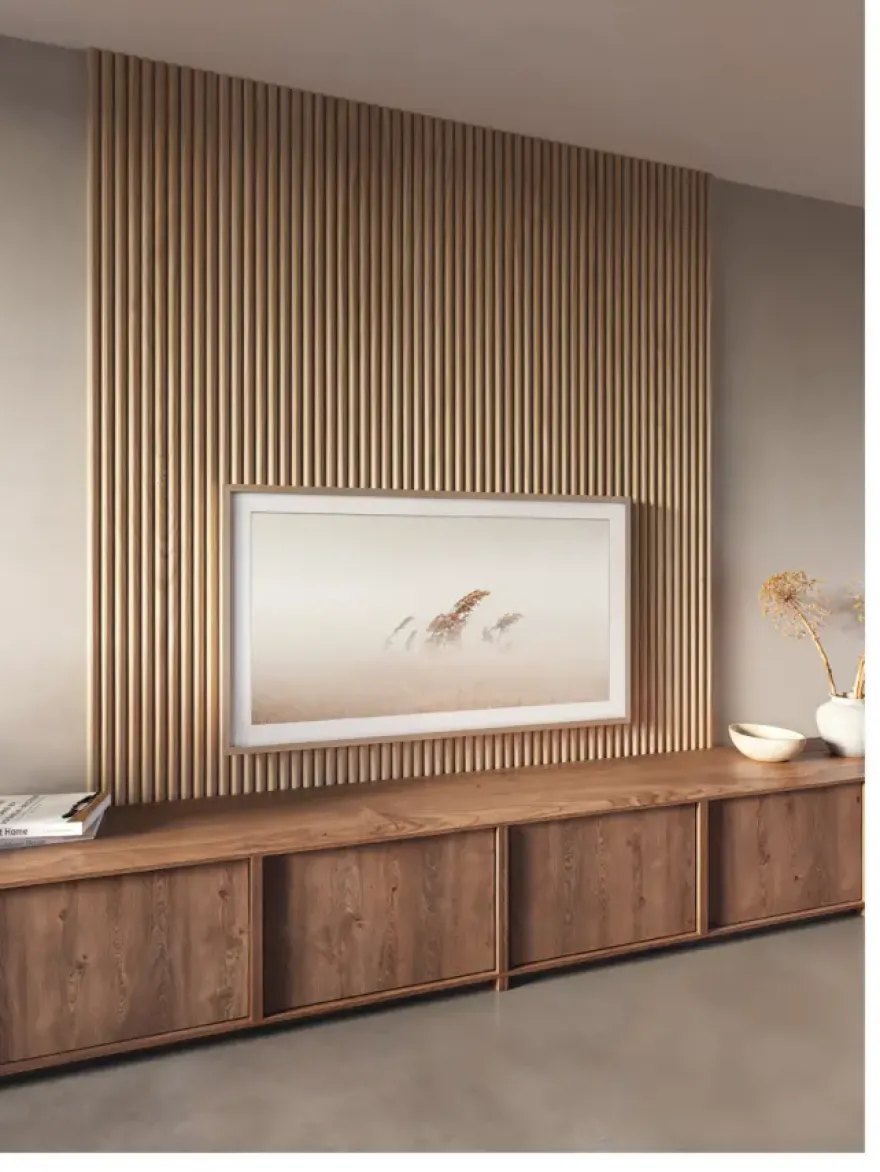 Kleurstaal lattenwand Decowall Acoustic Curve naturel eiken 25x30cm