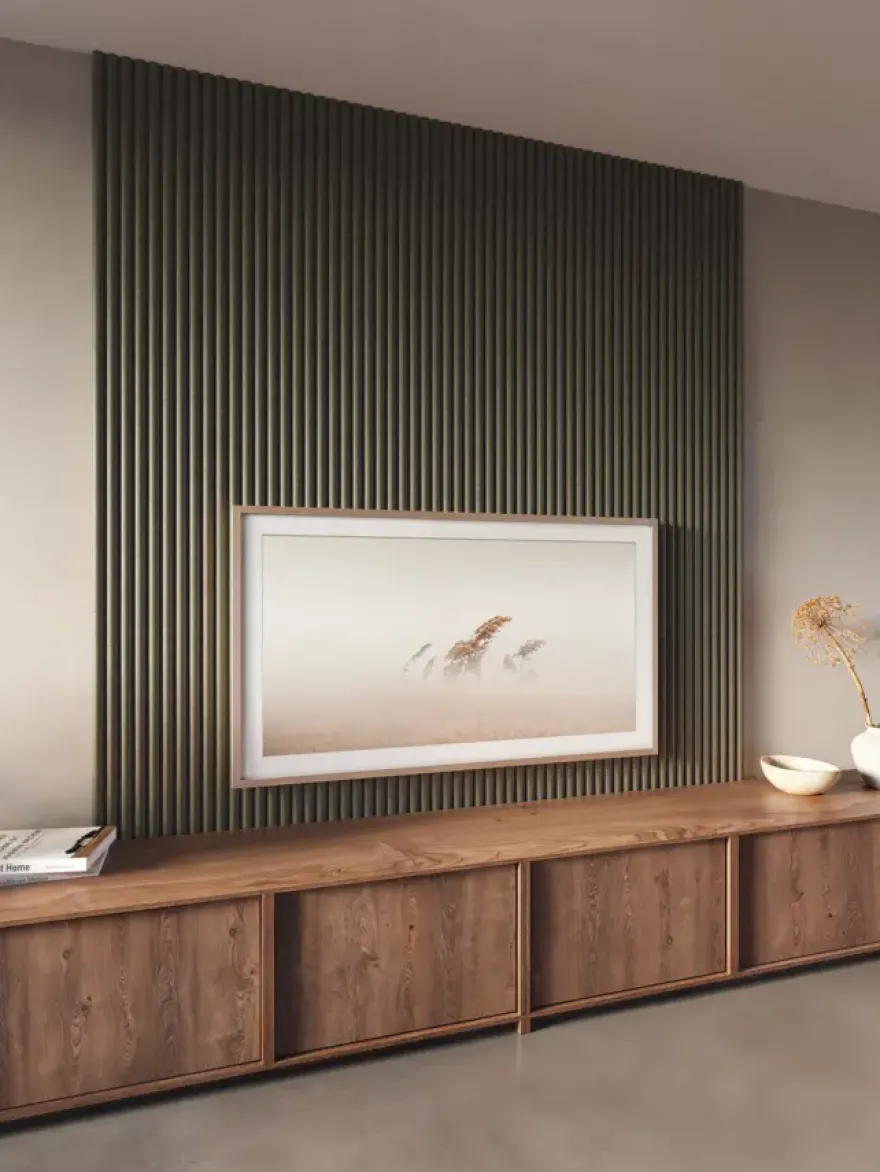 Kleurstaal lattenwand Decowall Acoustic Curve salie 25x30cm