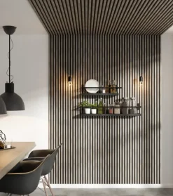 Kleurstaal lattenwand Decowall Acoustic grijs eiken 25x30 cm