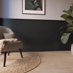 Kleurstaal lattenwand Decowall Acoustic zwart 25x30cm