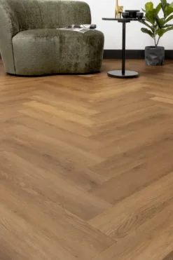 Kleurstaal Lundia click PVC Helder Katrine visgraat donkerbruin houtlook