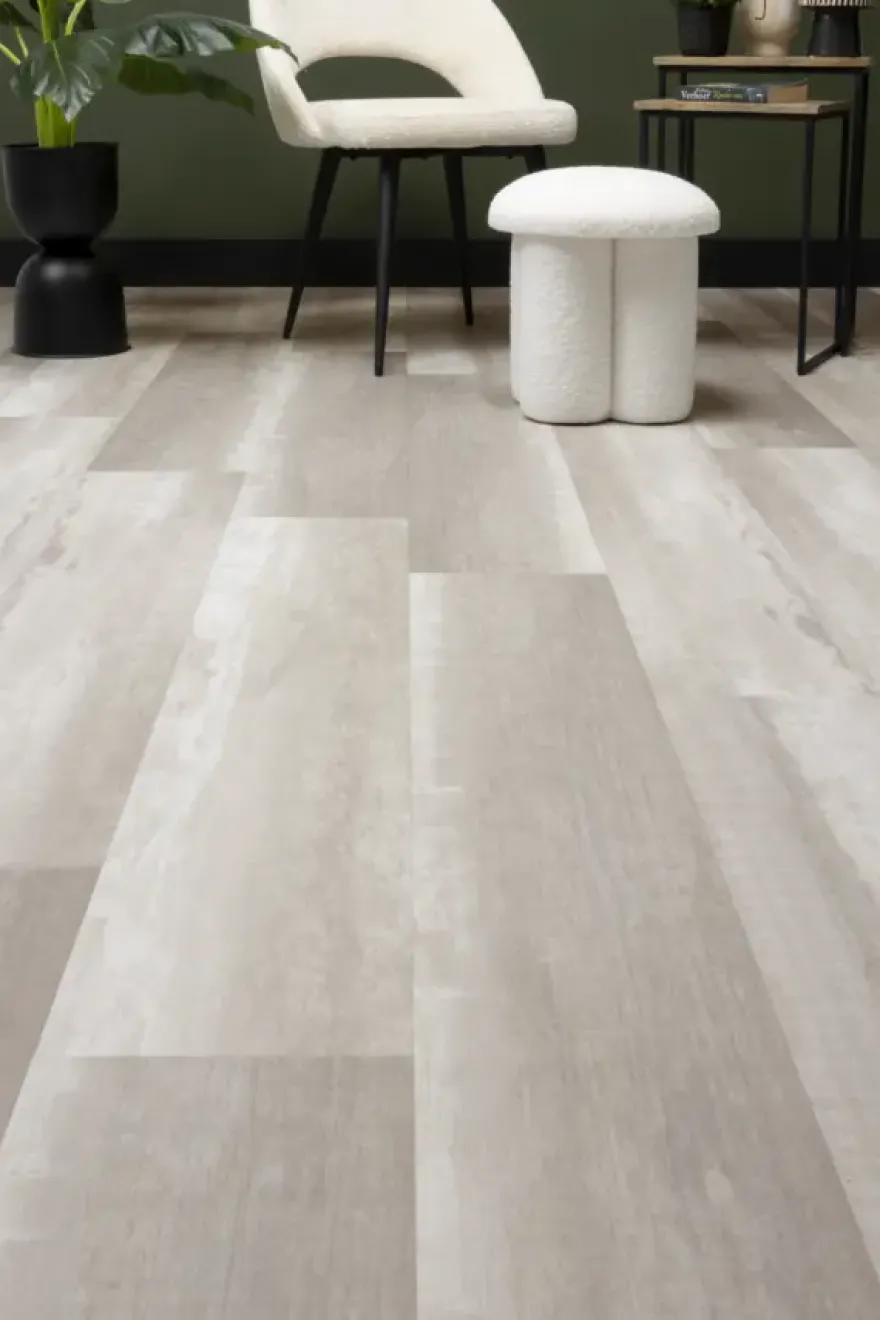 Kleurstaal Lundia click PVC Natuur Stina lichtgrijs houtlook