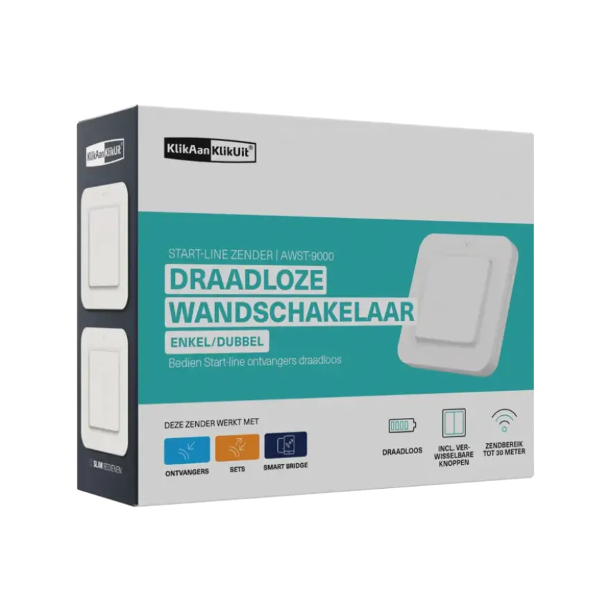 KlikAanKlikUit Draadloze enkelvoudige/dubbele wandschakelaar AWST-9000