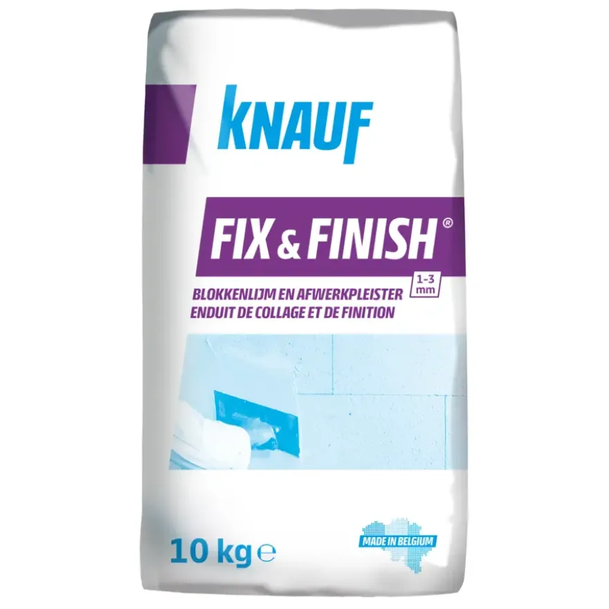Knauf Fix & Finish blokkenlijm en afwerkpleister 10 kg