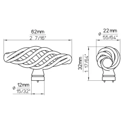 Knop Claire tin look 62mm