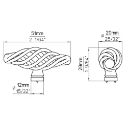 Knop Claire zwart 51mm