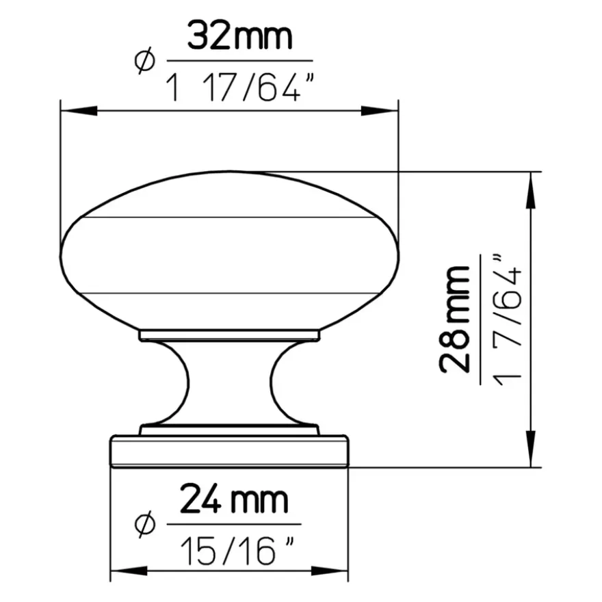 Knop Hilde tin look 32mm