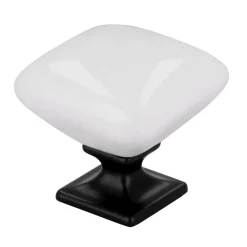 Knop Irene wit/zwart mat 34mm