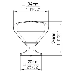 Knop Irene wit/zwart mat 34mm