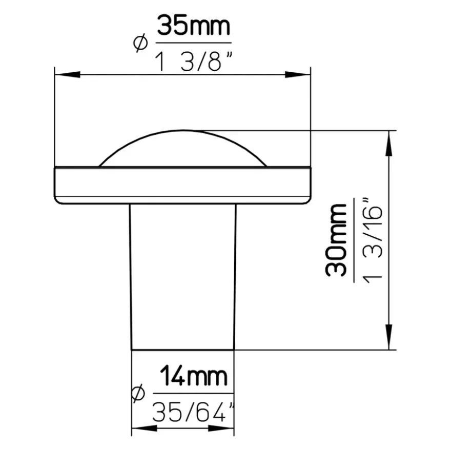 Knop Mette aluminium 35mm
