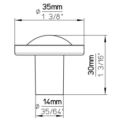 Knop Mette rvs look 35mm