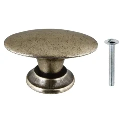 Knop Ovaal messing antiek 33mm