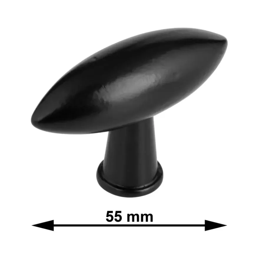 Knop Senna zwart 55mm