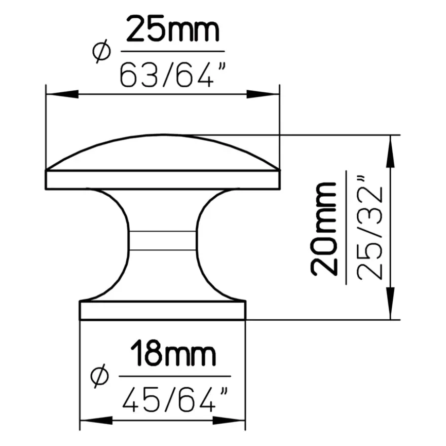 Knop Sophia aluminium 25mm