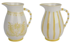 Kruik geel bloemen h21,8cm - per stuk
