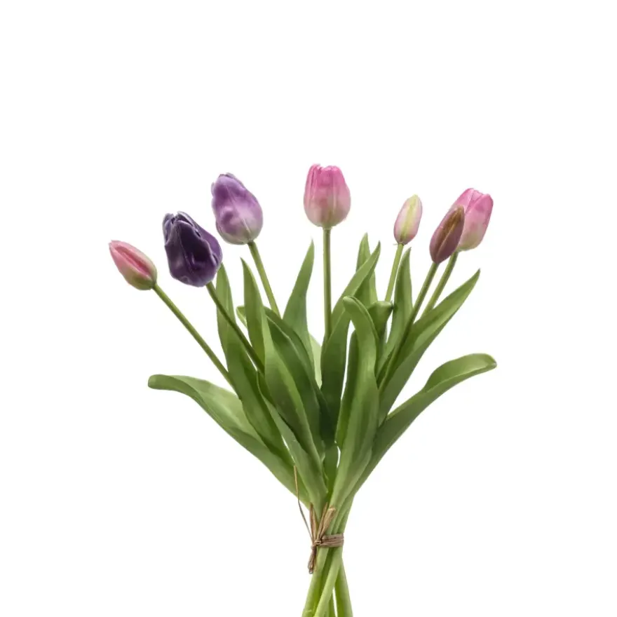 Kunsttulp bundel 40 cm roze/paars 7 stuks