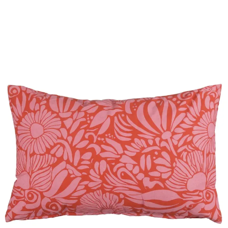 Kussen bloemen roze - l55xb35xh10cm