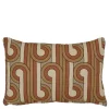 Kussen graphic beige rood 55 x 35 cm