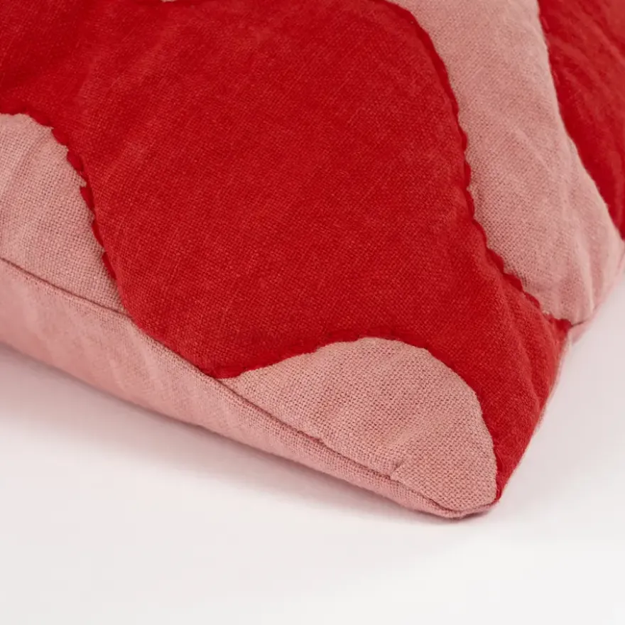 Kussen rood scallopes - l45xb45xh10cm