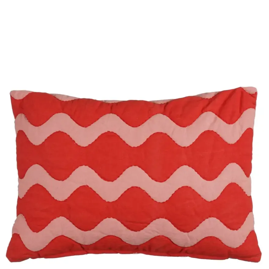 Kussen rood scallopes - l55xb35xh10cm