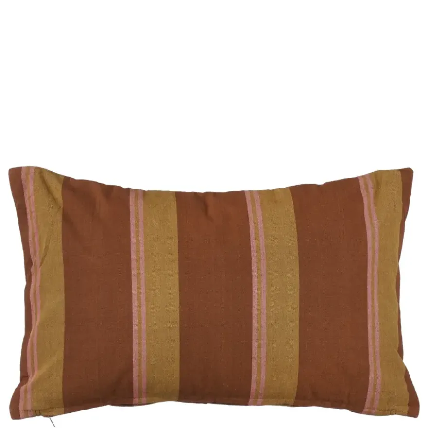Kussen streep donker bruin - l55xb35xh10cm