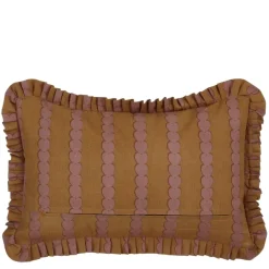 Kussen streep ruffled hart bruin 55 x 53 cm
