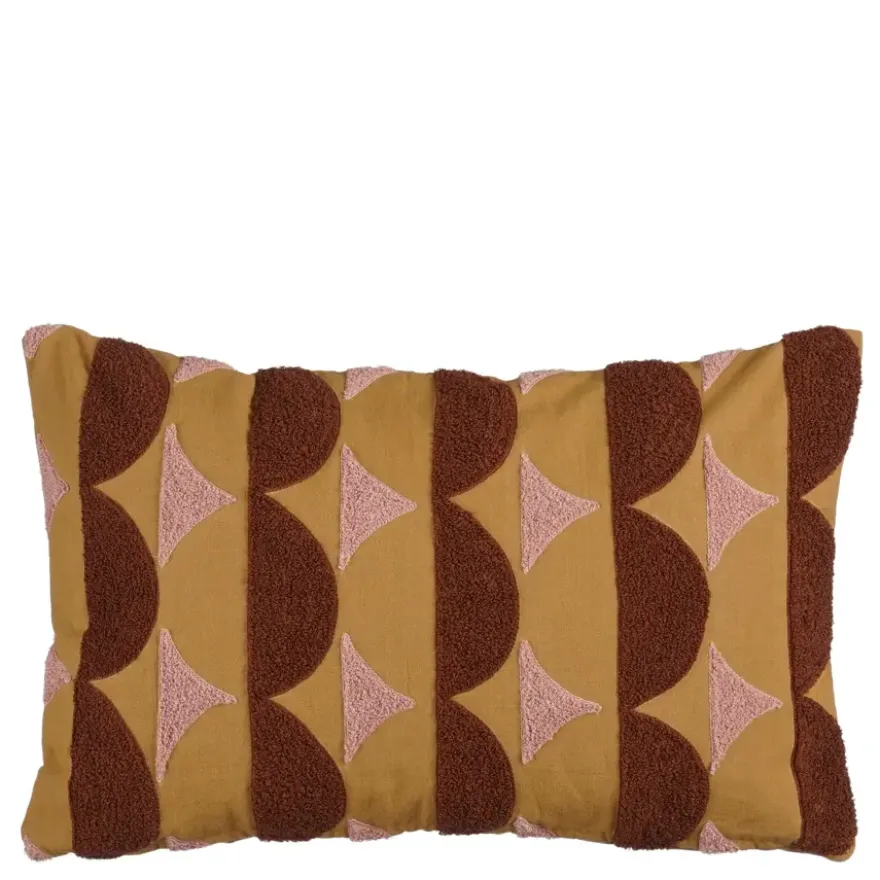 Kussen tufted bruin - l55xb35xh10cm