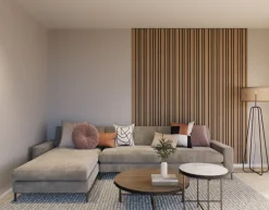 Lattenwand Decowall Acoustic Blend brons eiken, combinatie van verschillende breedtes, 260x30cm, 2 stuks (1.56m2)