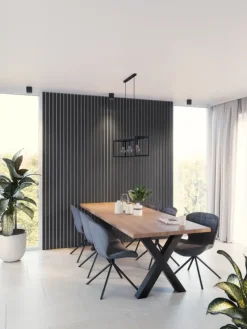 Lattenwand Decowall MDF grafiet eiken, lengte 260cm, 5 stuks