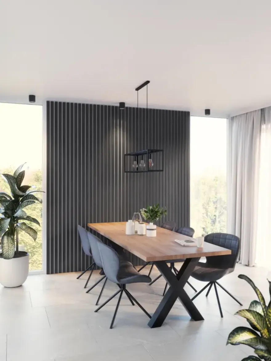 Lattenwand Decowall MDF grafiet eiken, lengte 260cm, 5 stuks
