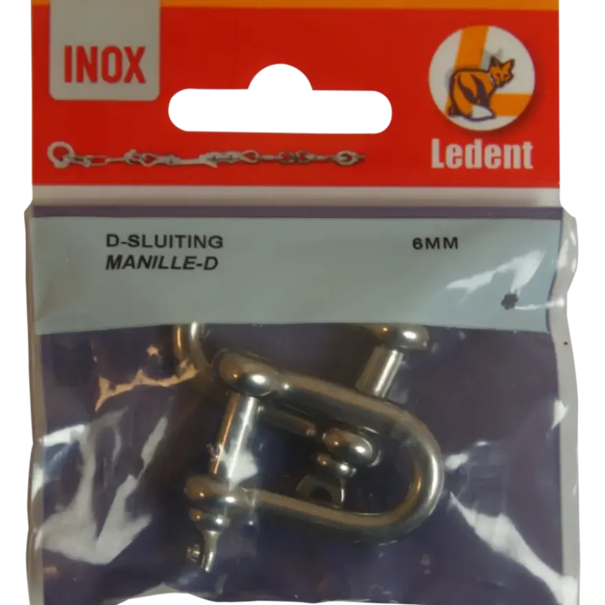 Ledent D-sluiting rvs (2 stuks)