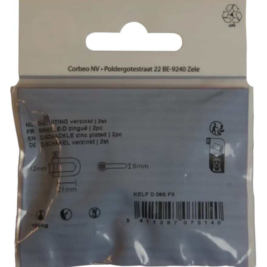 Ledent D-sluiting verzinkt 6 mm (2 stuks)