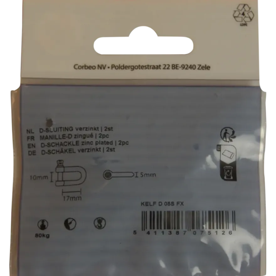 Ledent D-sluiting verzinkt 5 mm (2 stuks)