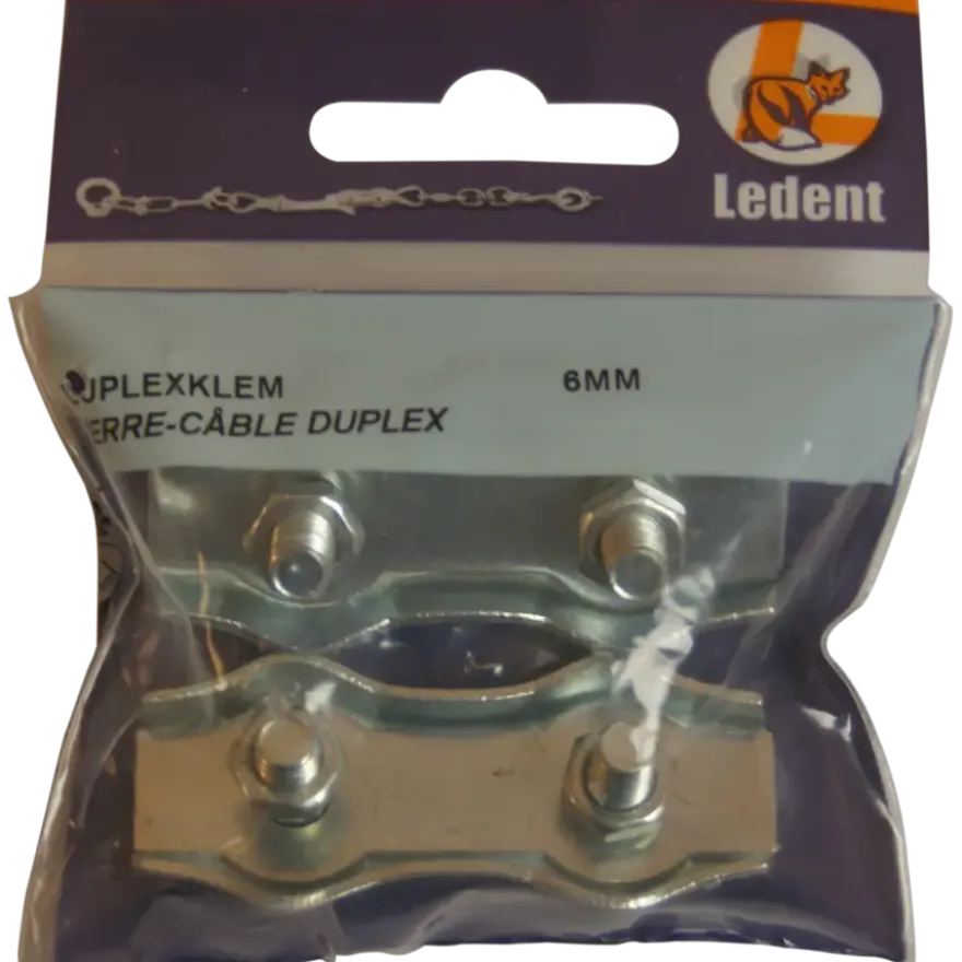 Ledent kabelklem duplex tot Ø 6 mm verzinkt (2 stuks)