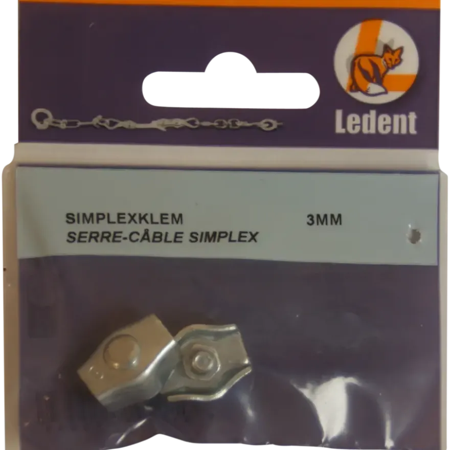 Ledent kabelklem simplex tot Ø 3 mm verzinkt (2 stuks)