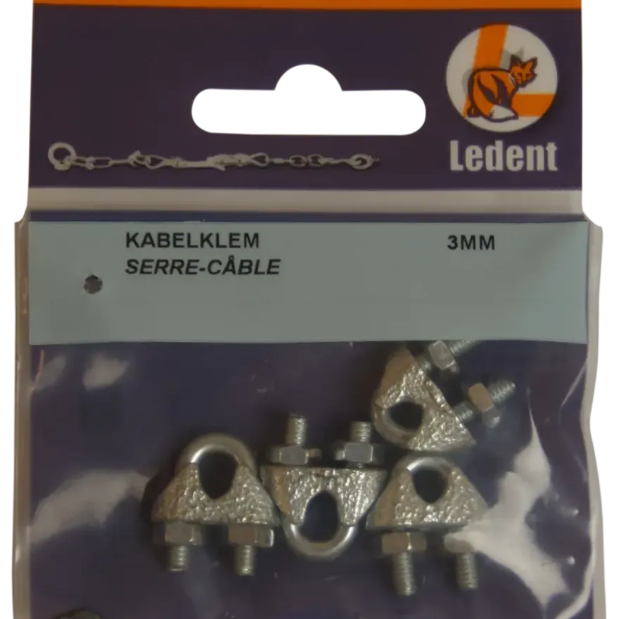 Ledent kabelklem tot Ø3 mm verzinkt (4 stuks)