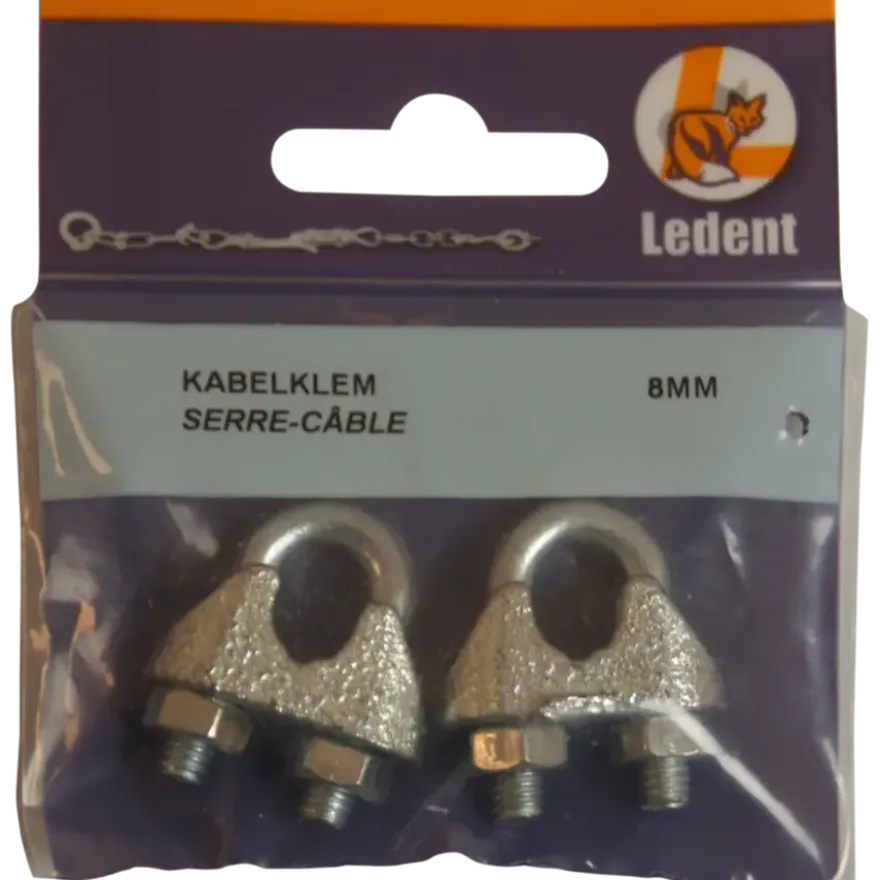 Ledent kabelklem tot Ø 8 mm verzinkt (2 stuks)