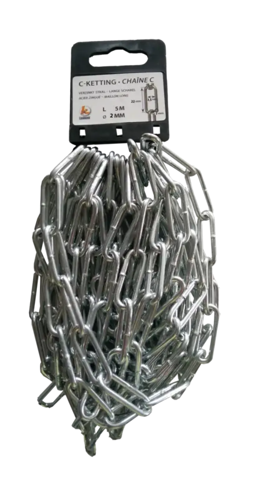 Ledent ketting korte schakel c-20 gesmeed 5 m